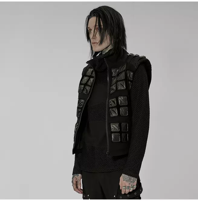 Gothic Men's Geometric Pattern Zip-up Vest