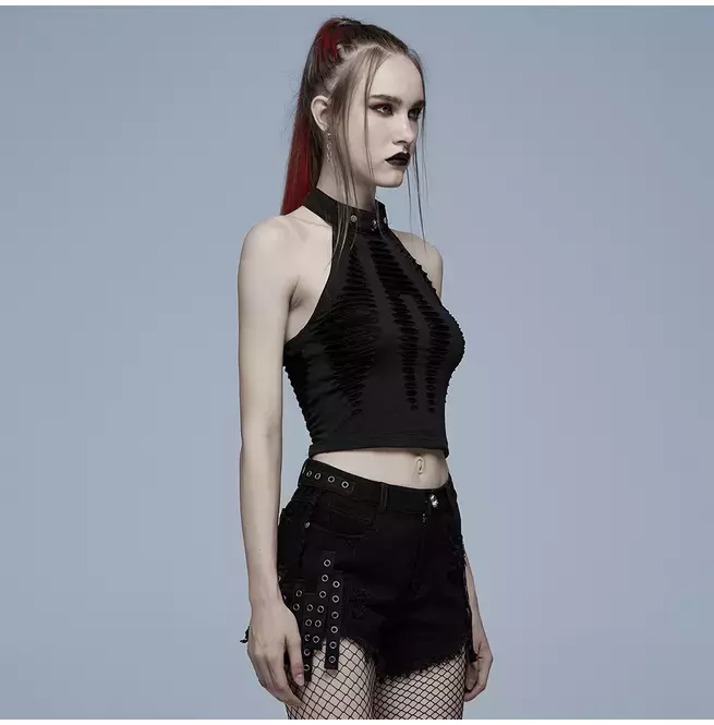 Gothic Unique Spider Web Halter Mesh Vest for Women