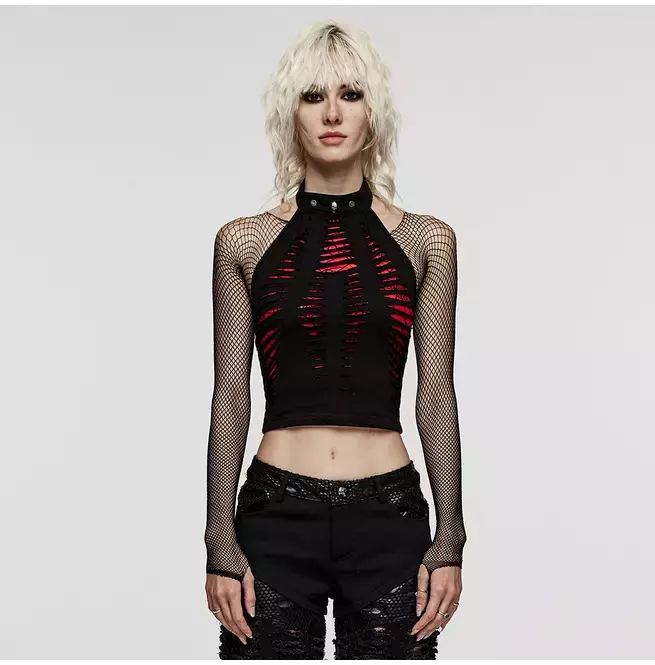 Gothic Unique Spider Web Halter Mesh Vest for Women