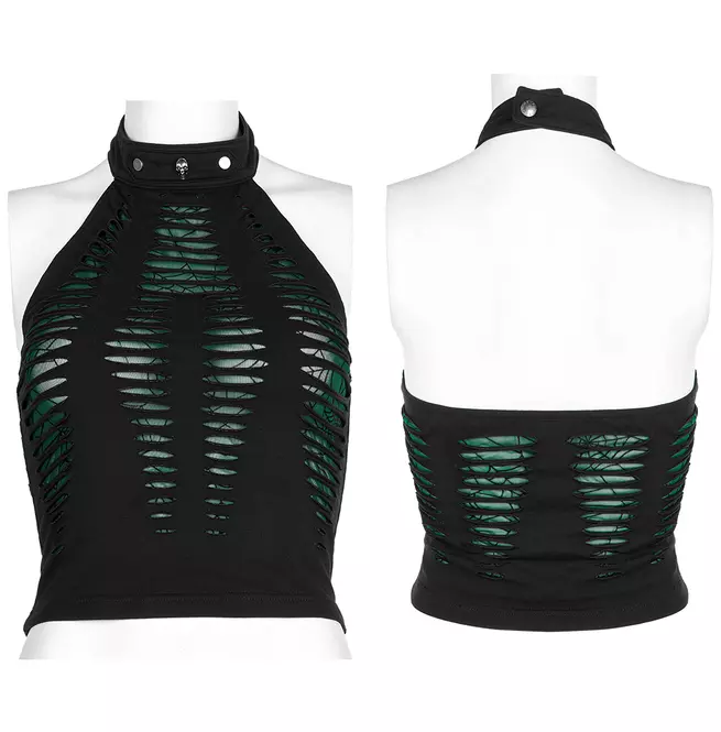 Gothic Unique Spider Web Halter Mesh Vest for Women