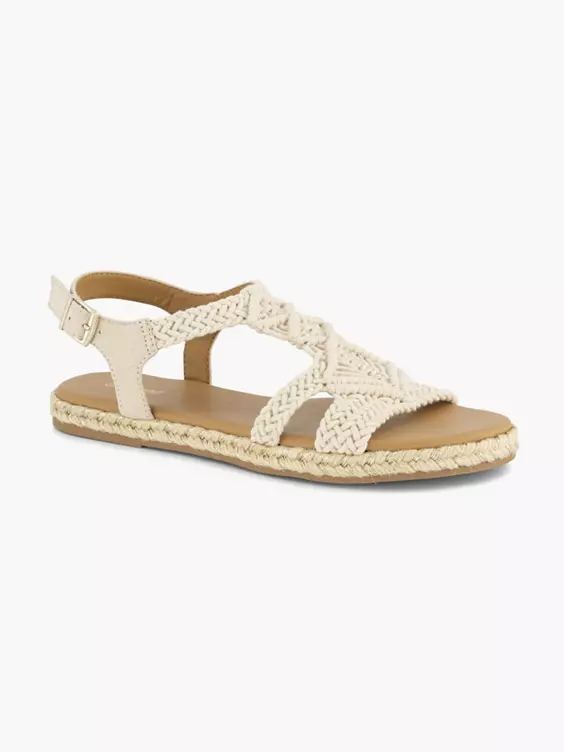 Graceland  Beige Braided Detail Ankle Strap Sandals