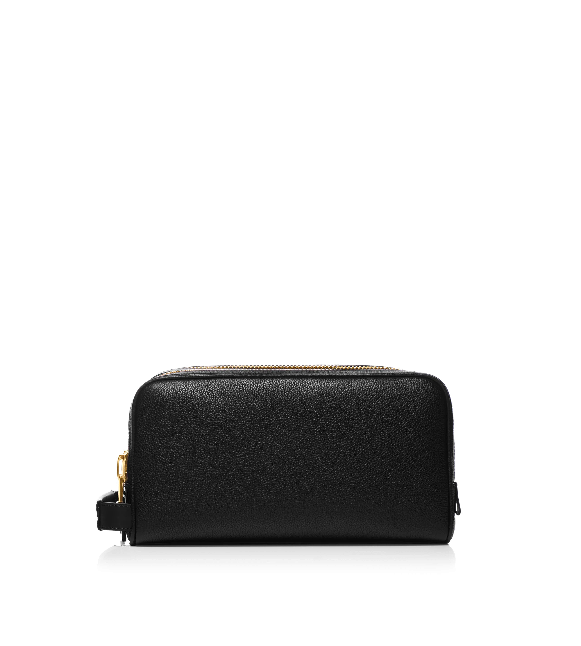 GRAIN LEATHER DOUBLE ZIP TOILETRY BAG