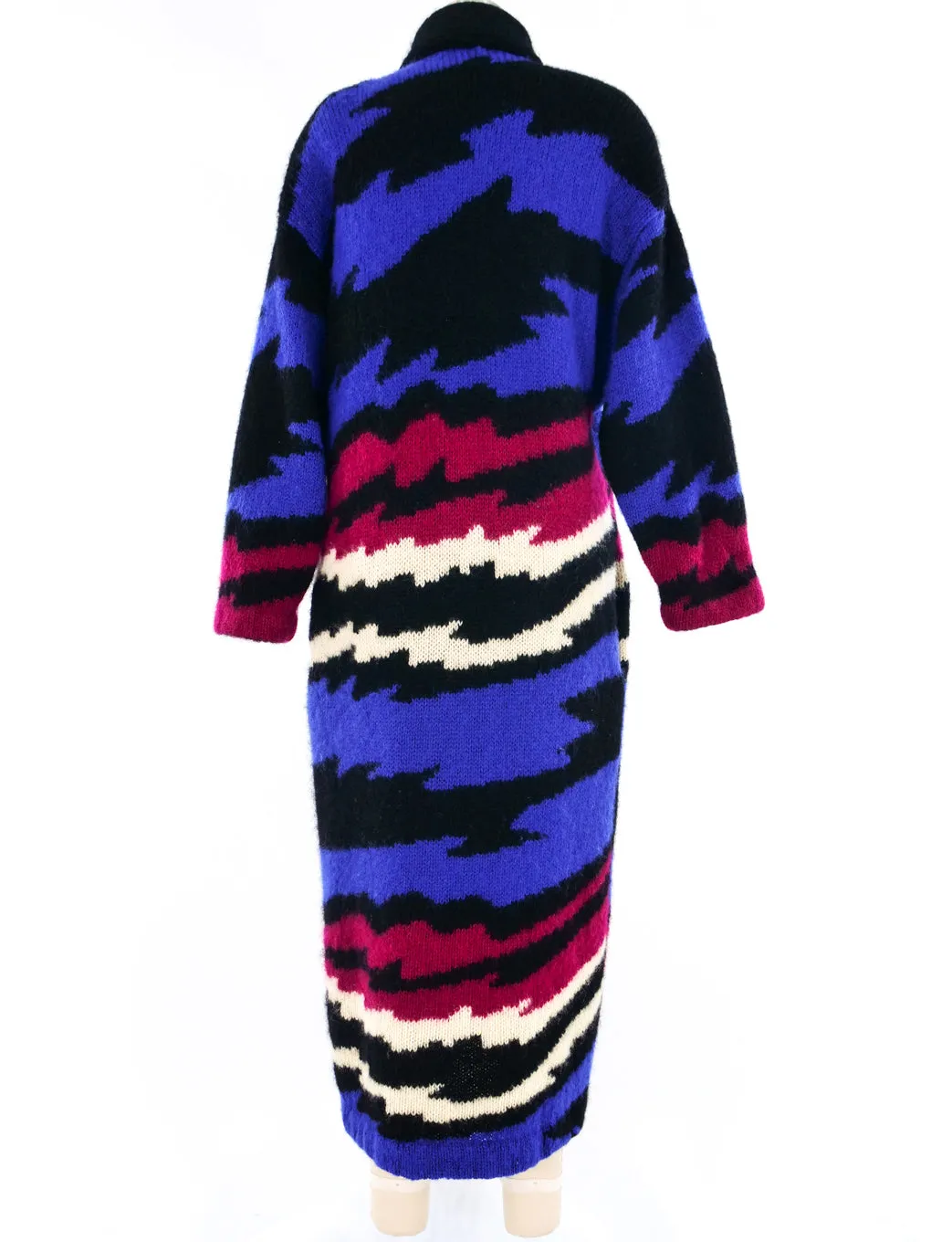 Graphic Striped Knit Maxi Cardigan