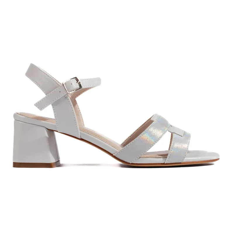Gray shiny women's sandals by Sergio Leone grey