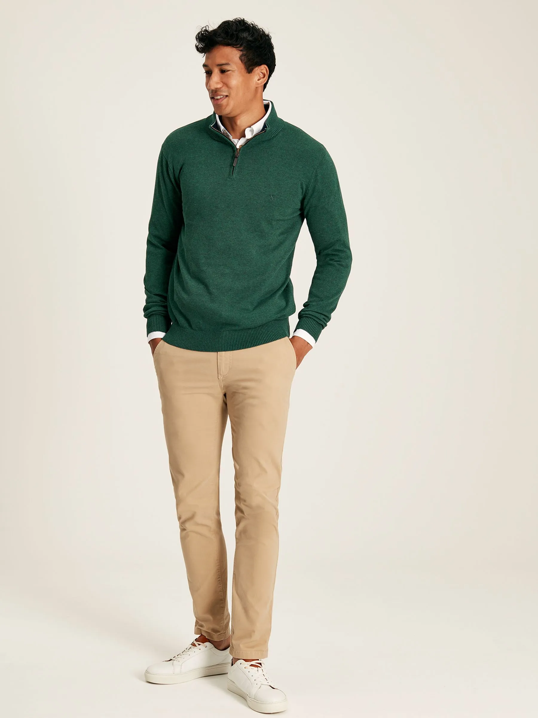 Green Knitted Quarter Zip Jumper