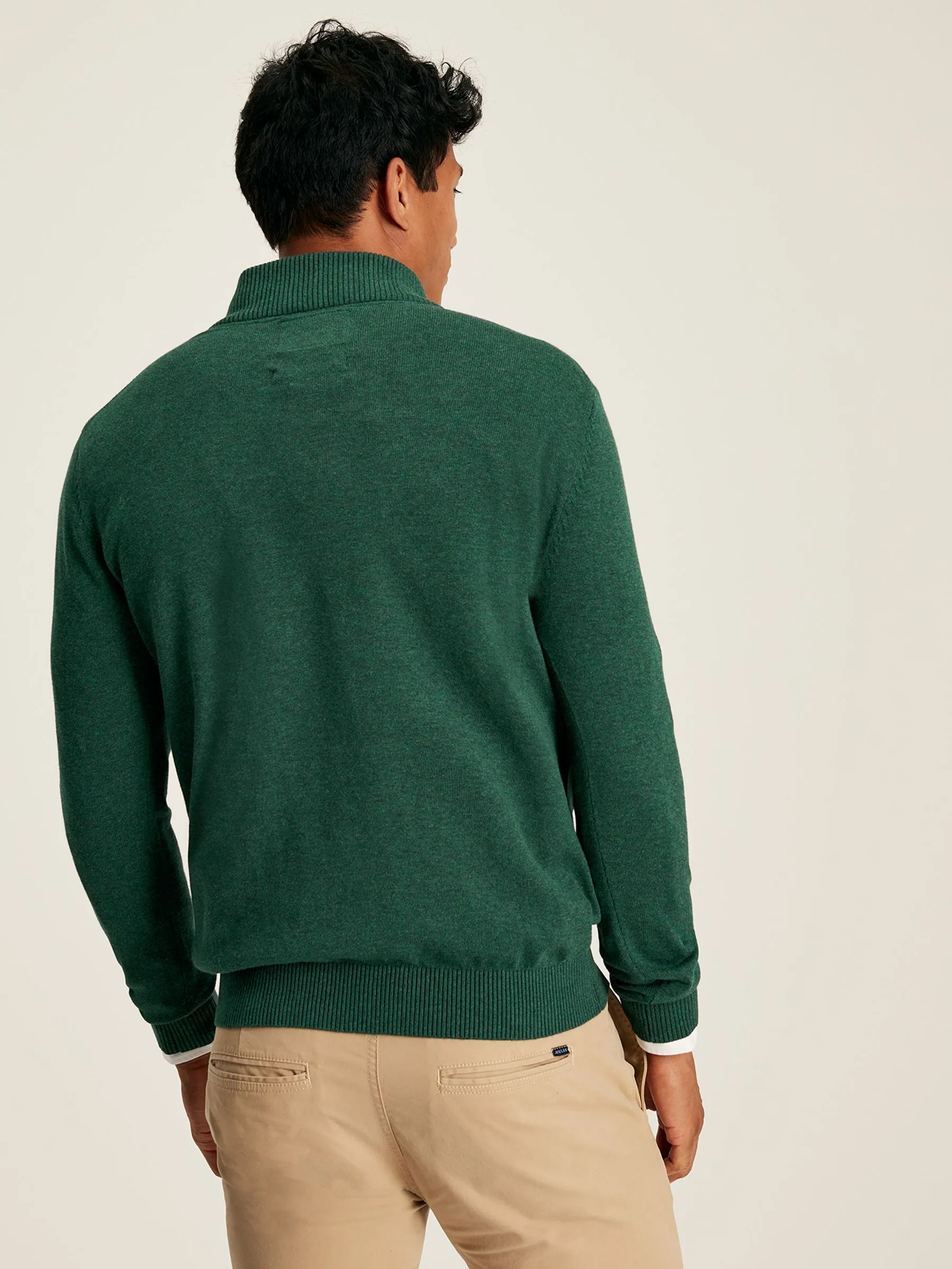 Green Knitted Quarter Zip Jumper