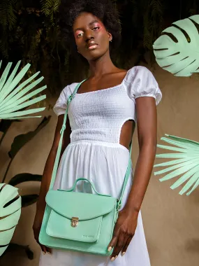 Green Leather Cross-Body Bag for Women - Mademoiselle George Pastel Mint | PAUL MARIUS