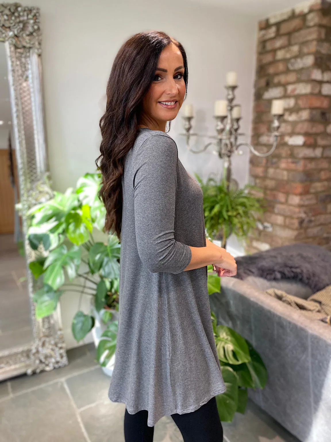 Grey 3/4 Sleeve Tunic Paris