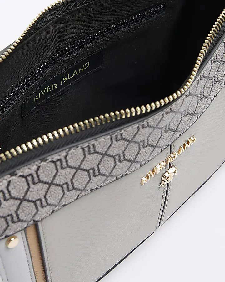 Grey RI monogram panel cross body bag