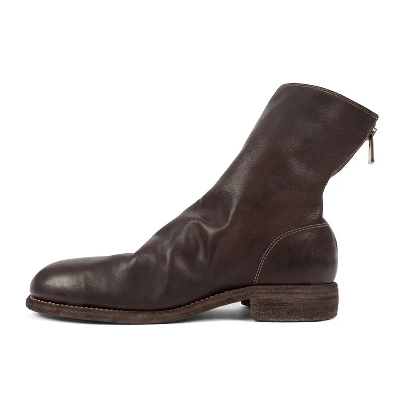 Guidi Brown Back Zip Boot