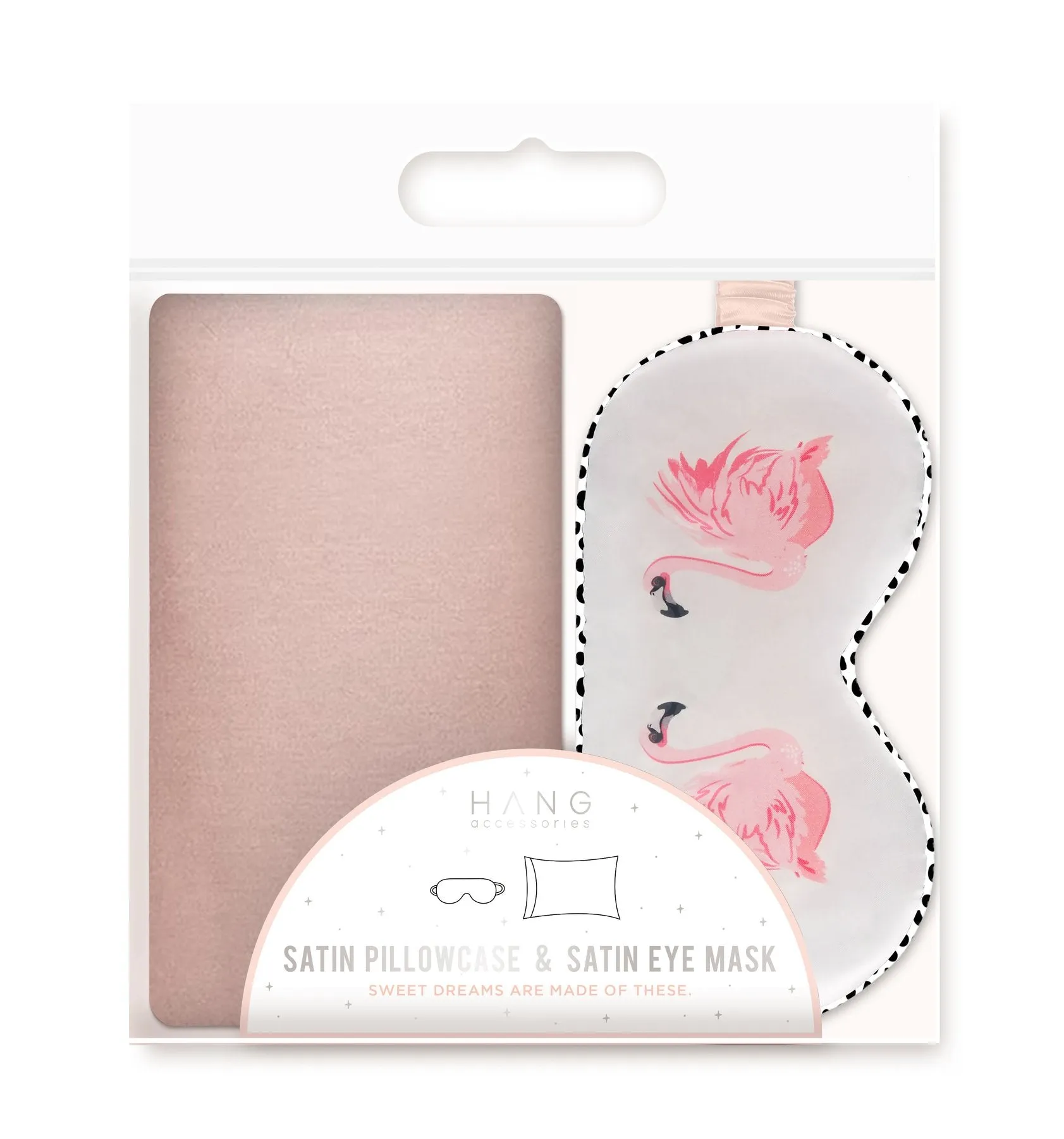 Hang Accessories Flamingo Eye Mask & Blush Pillowcase Satin Set