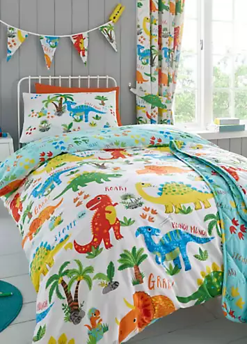 Happy Linen Co. Dinky Dino Quilted Reversible Blanket | Kaleidoscope