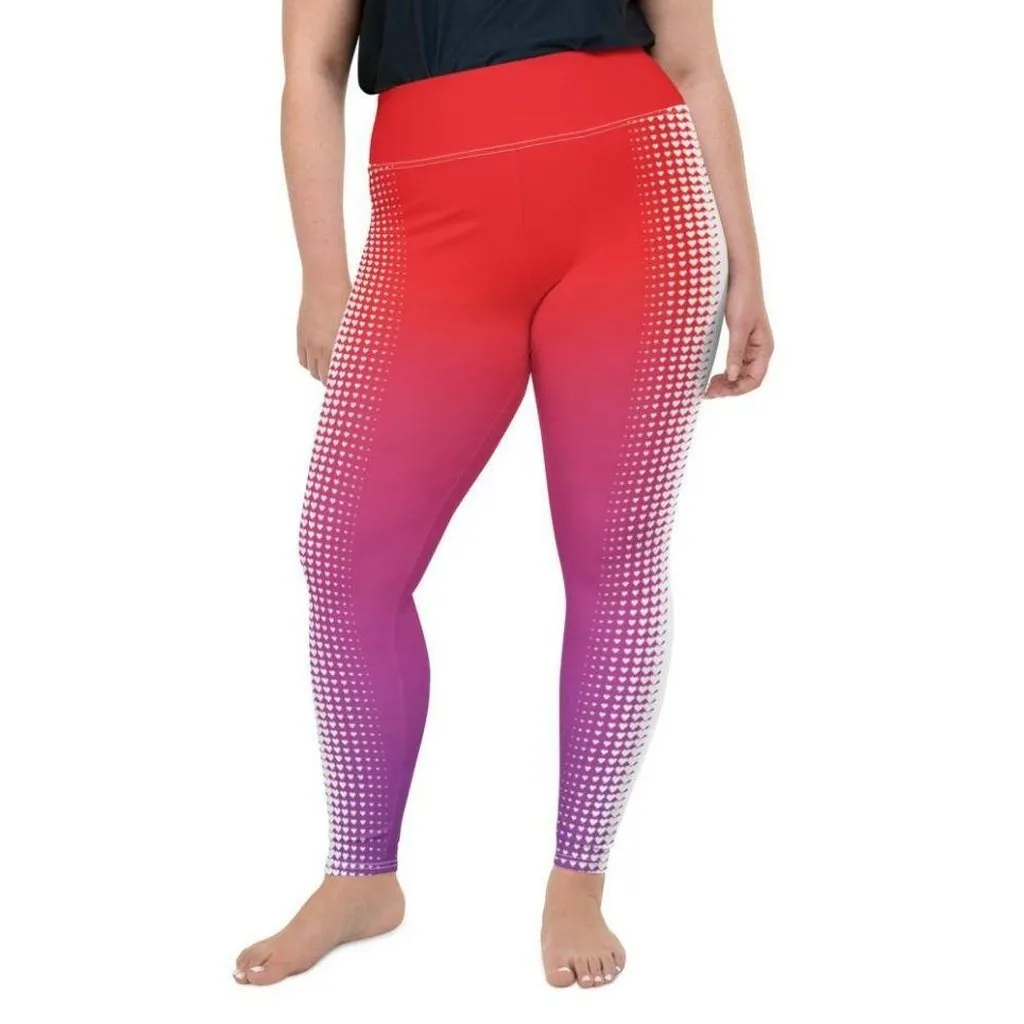Hearts Optical Illusion Plus Size Leggings