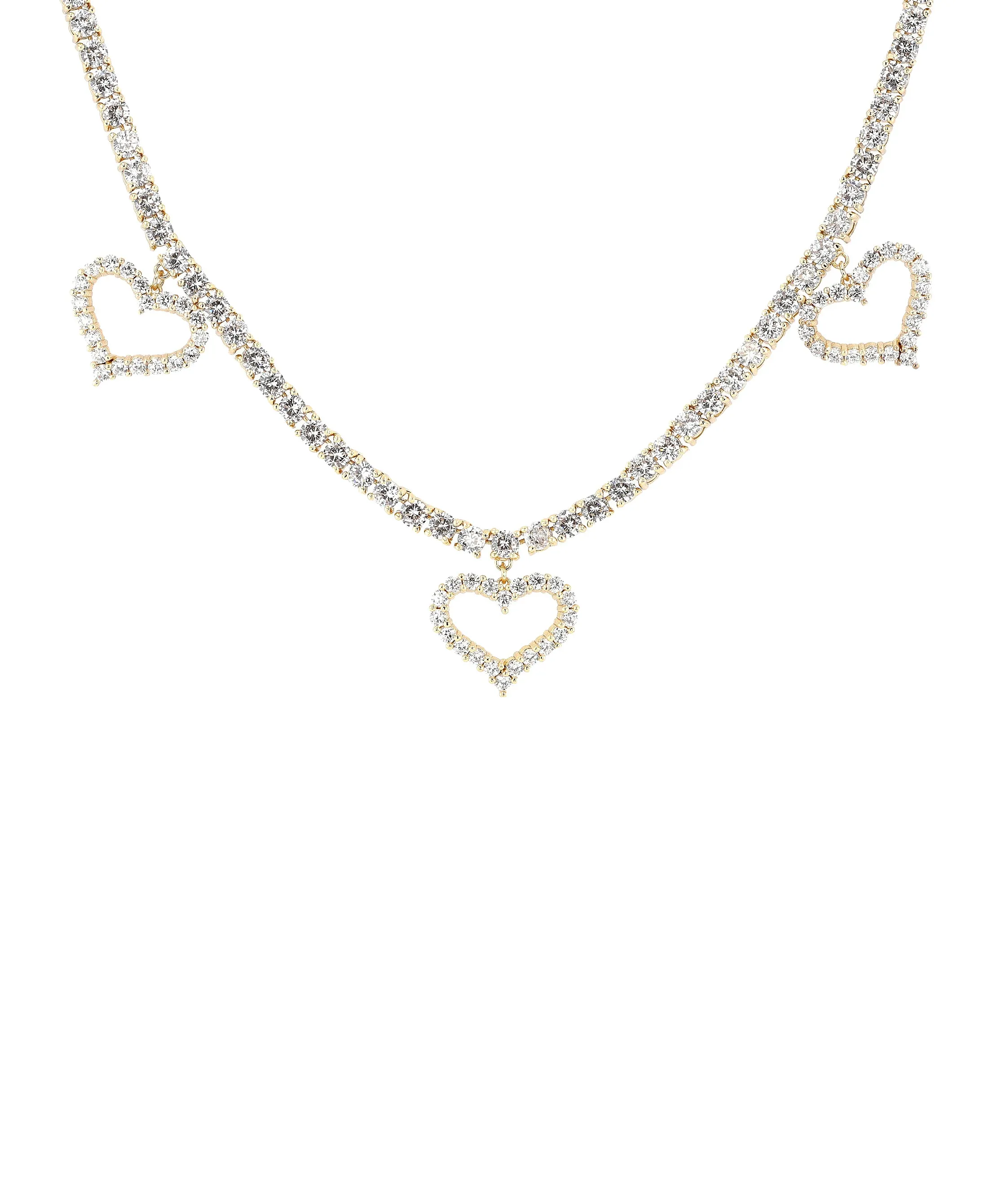 Hearts Tennis Necklace w/ Cubic Zirconia