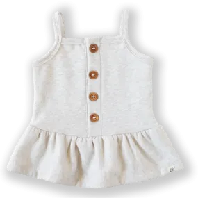 Heathered Cream Button Peplum Tank