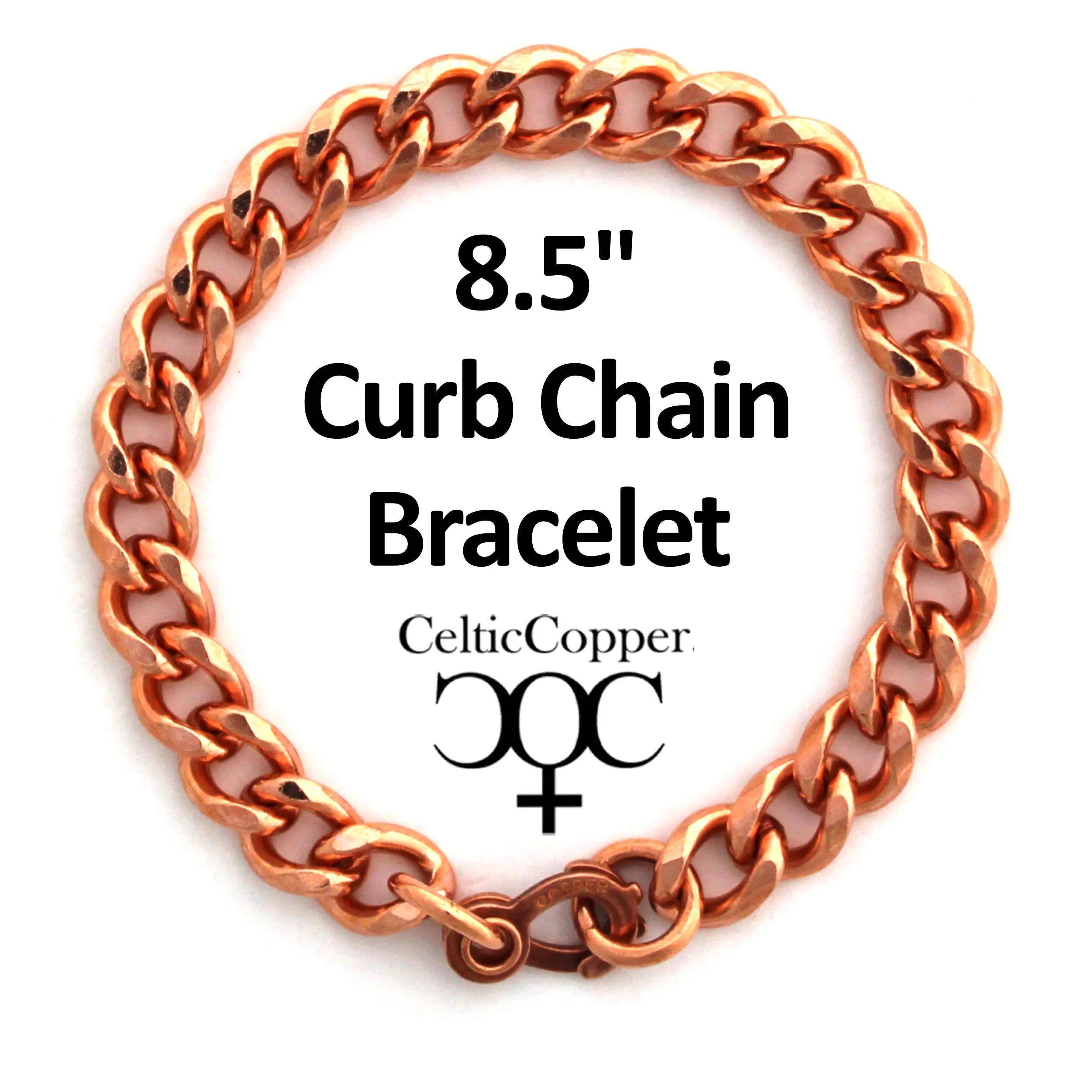 Heavy Copper Bracelet Chain BC76R Solid Copper 10mm Curb Chain Bracelet 8.5 Inch