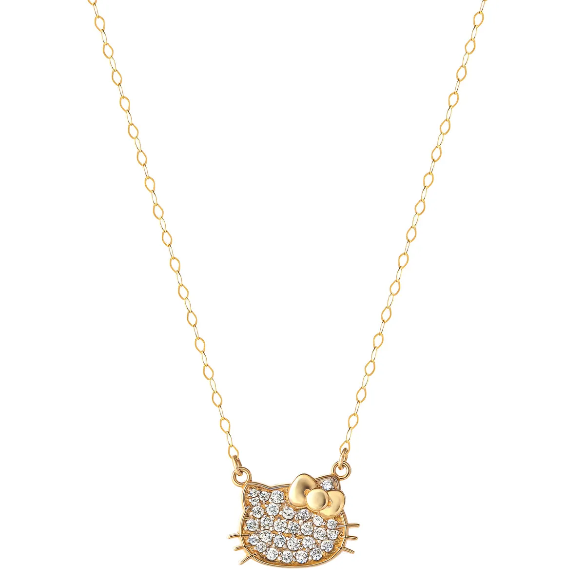 Hello Kitty 14K Yellow Gold Pavé Diamond Necklace