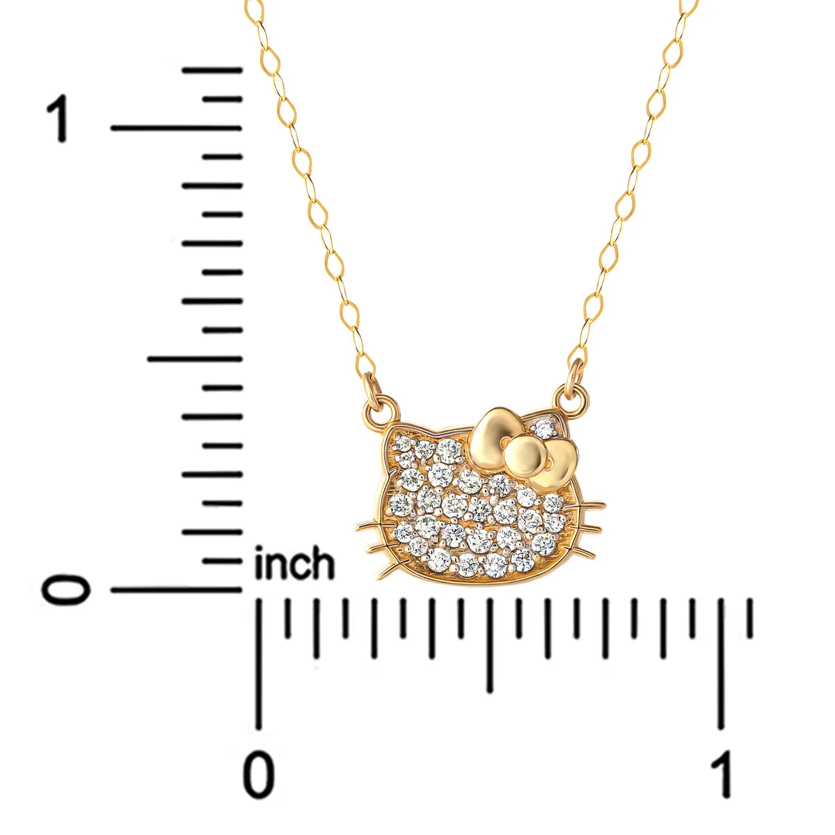 Hello Kitty 14K Yellow Gold Pavé Diamond Necklace