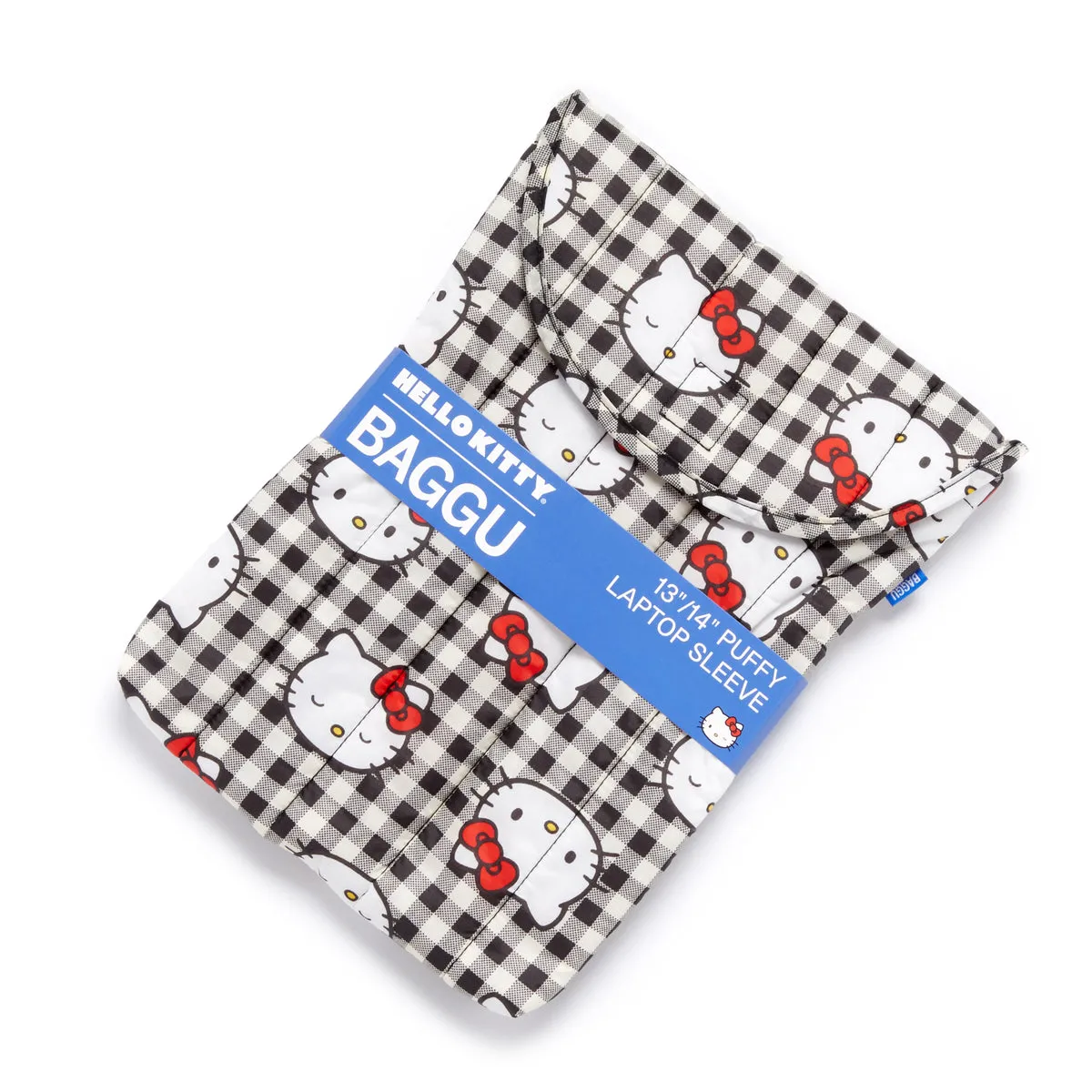 Hello Kitty x Baggu 50th Anniversary Puffy Laptop Sleeve (Black Gingham)