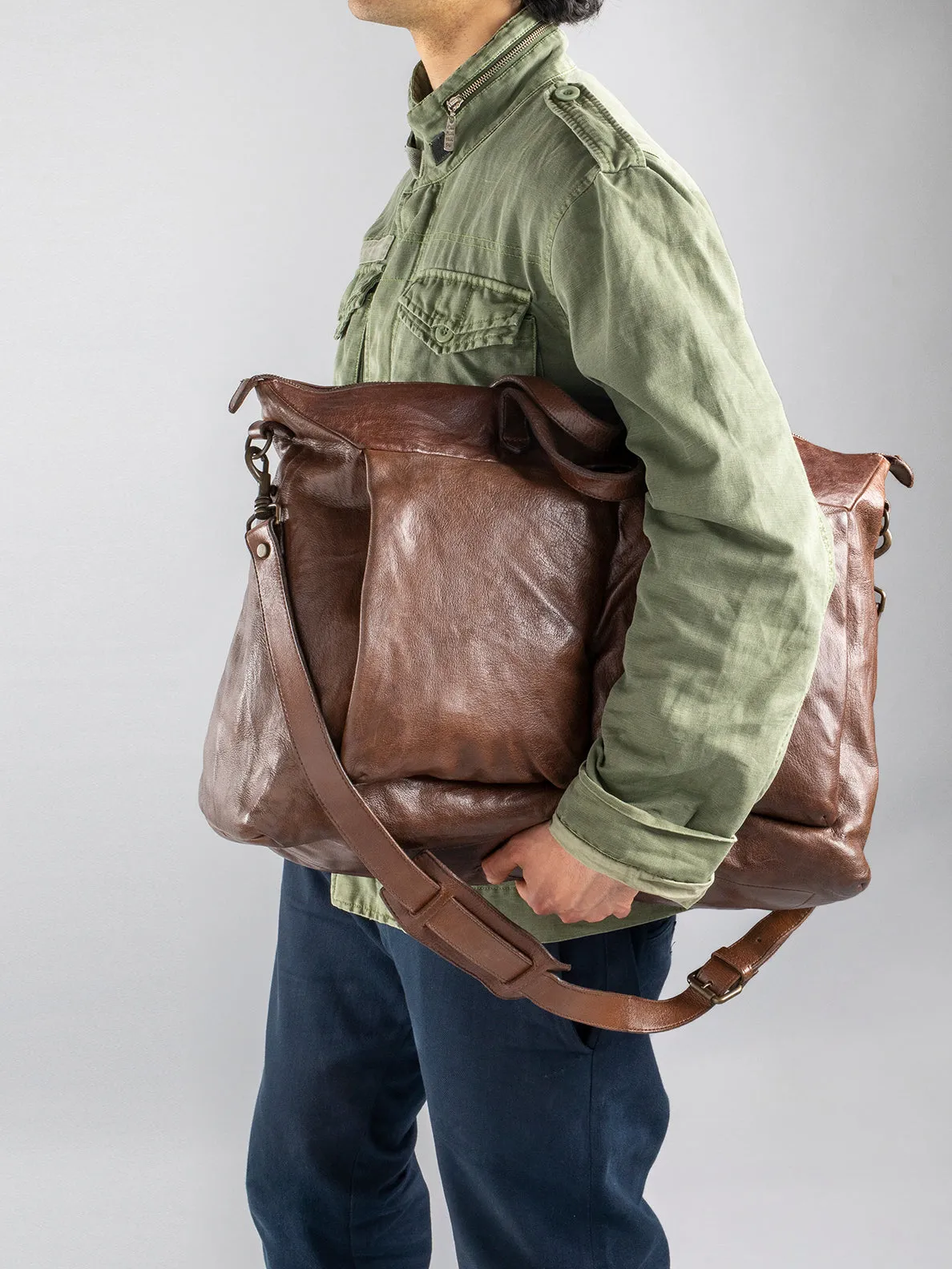 HELMET 26 - Brown Leather Hand Bag