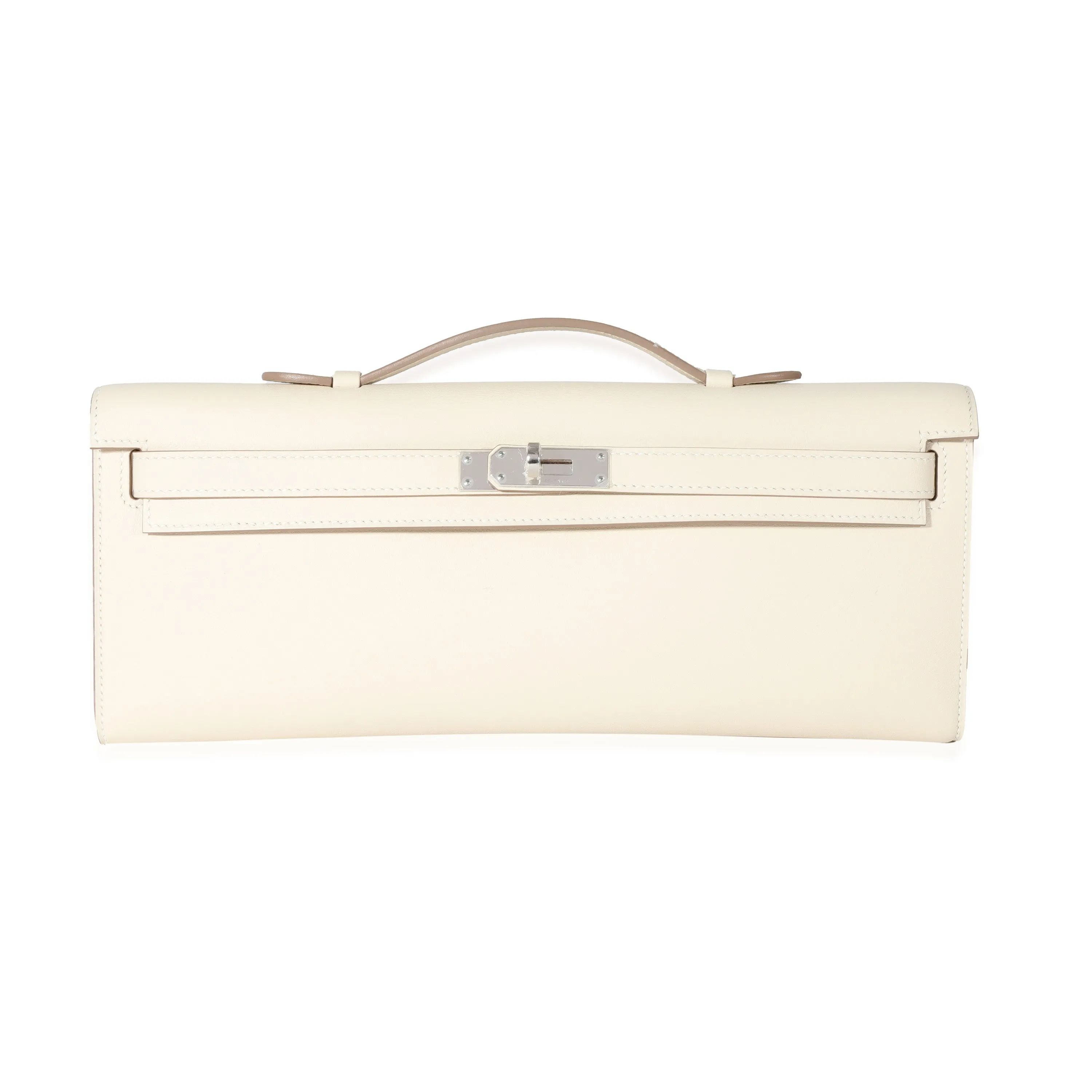 Hermès Craie Swift Kelly Cut Clutch PHW