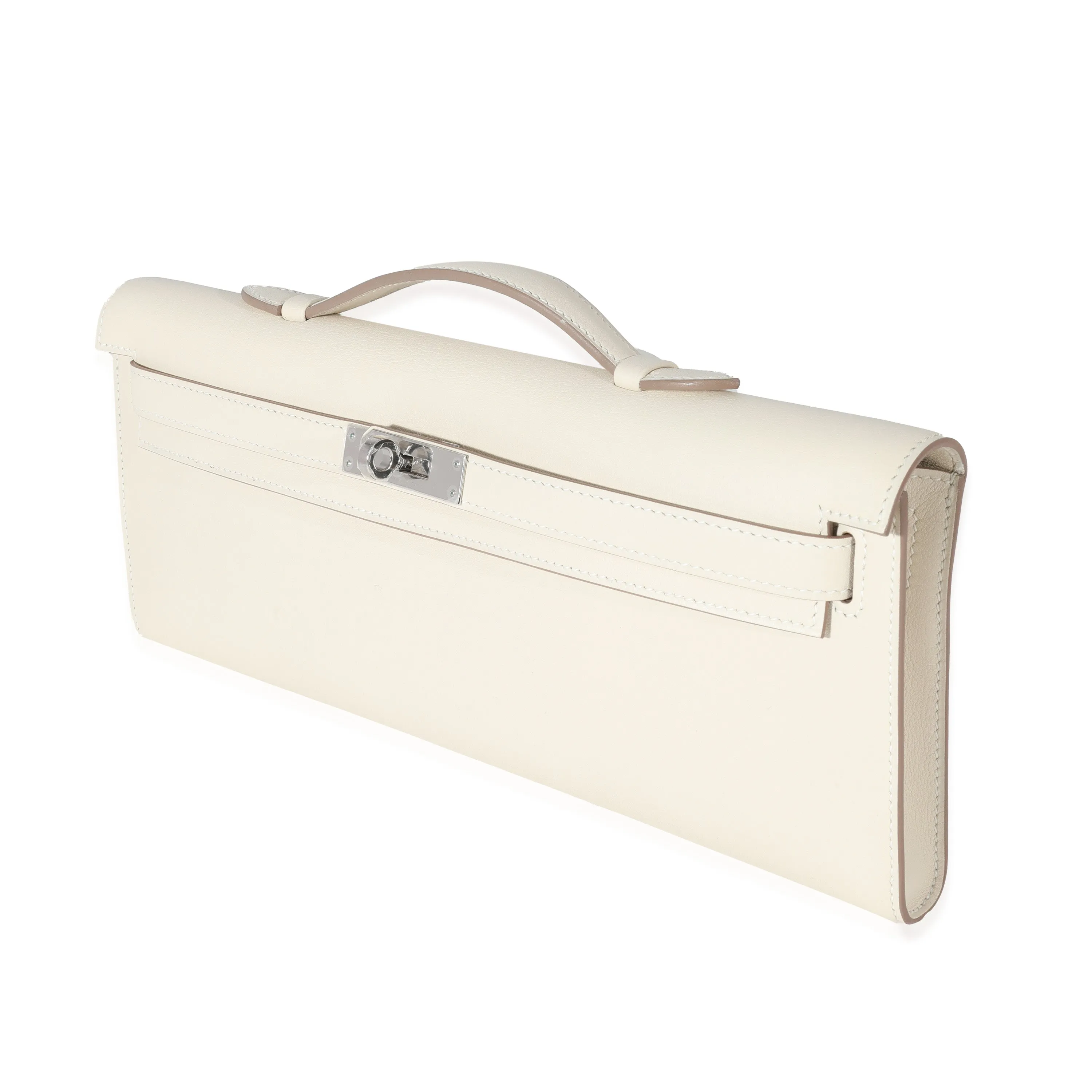 Hermès Craie Swift Kelly Cut Clutch PHW