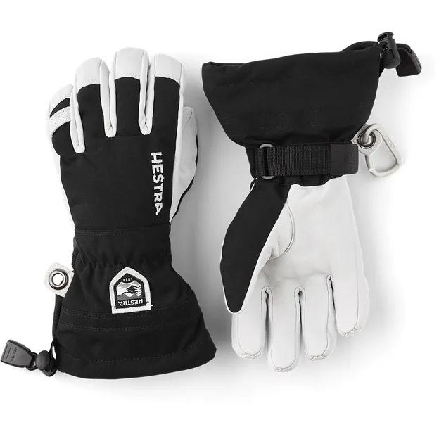 Hestra Army Leather Heli Ski Gloves Black Kids