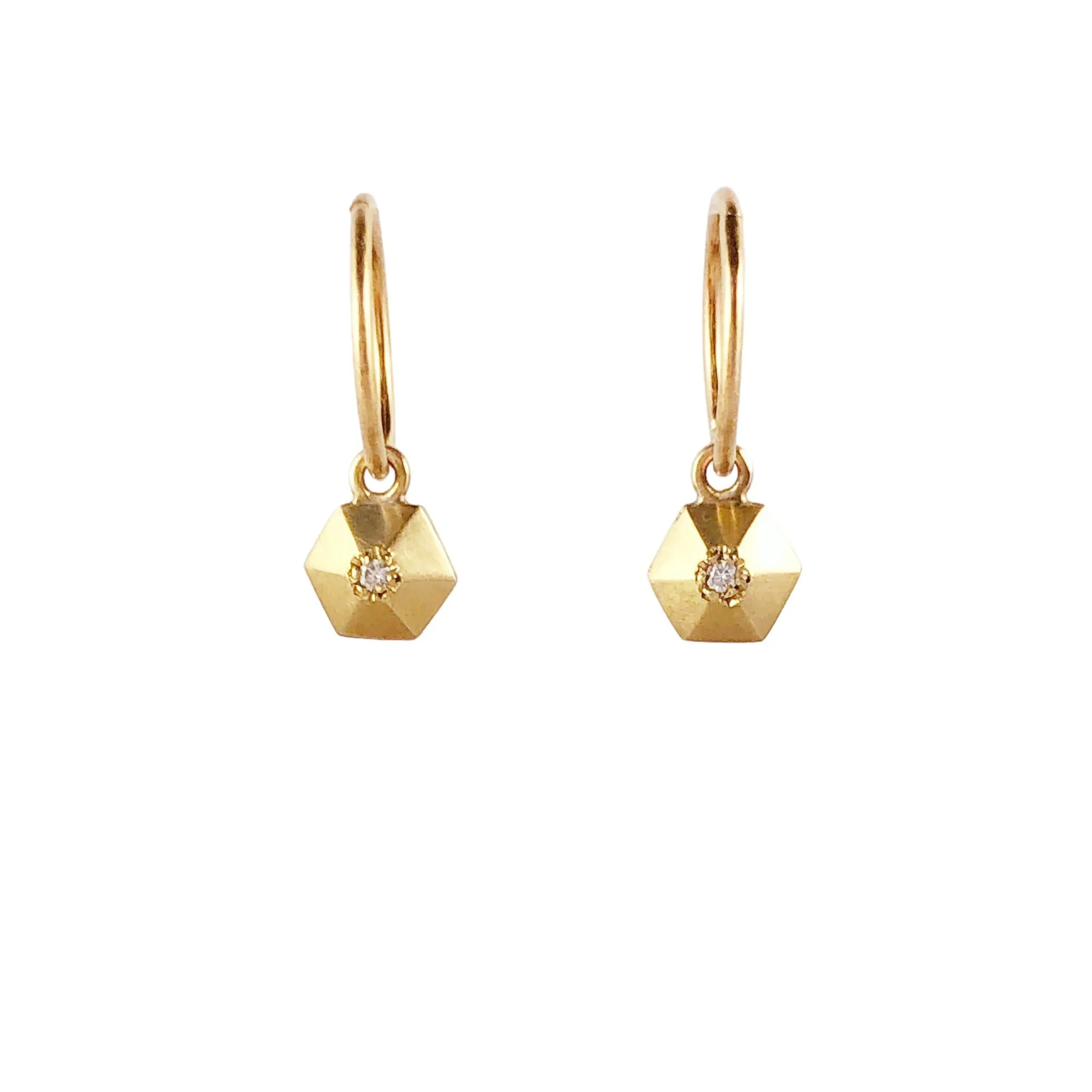 Hexagon Diamond Charm Earrings - Emma Jane Donald