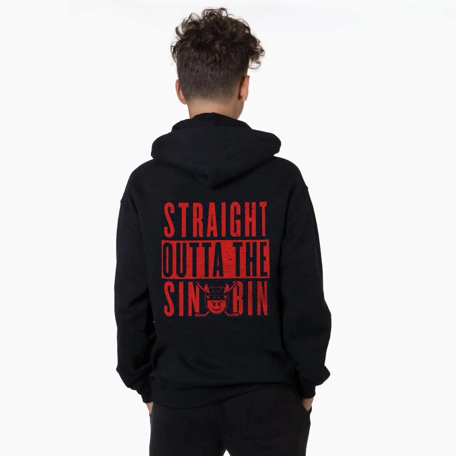 Hockey Hooded Sweatshirt - Straight Outta The Sin Bin (Back Design) 