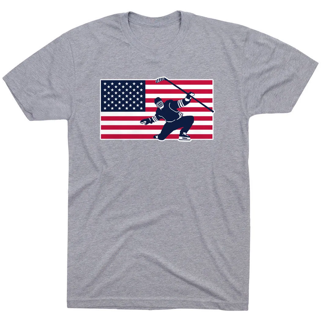 Hockey T-Shirt Short Sleeve - Patriotic Hockey 