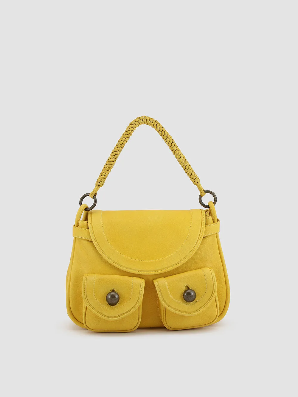 HOLES WOVEN 01 - Yellow Leather Handle Bag