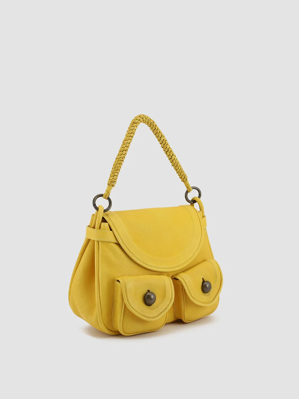 HOLES WOVEN 01 - Yellow Leather Handle Bag