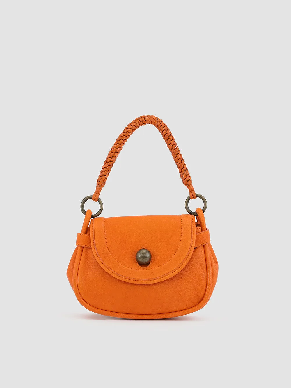 HOLES WOVEN 02 - Orange Leather Handle Bag