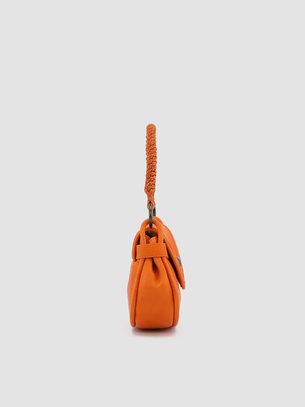 HOLES WOVEN 02 - Orange Leather Handle Bag