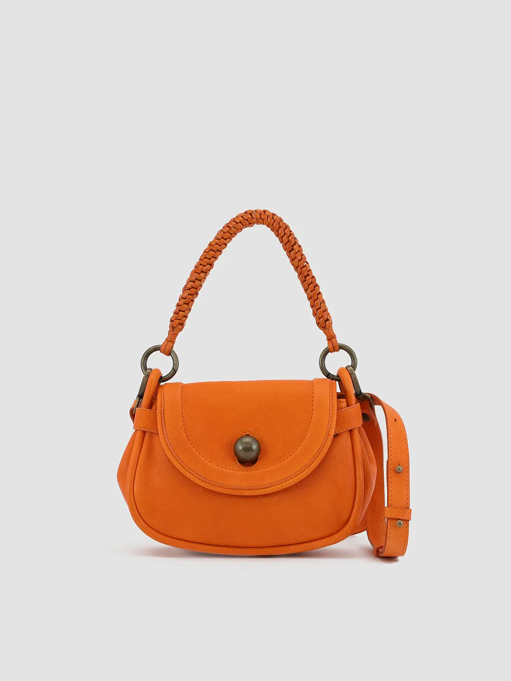 HOLES WOVEN 02 - Orange Leather Handle Bag