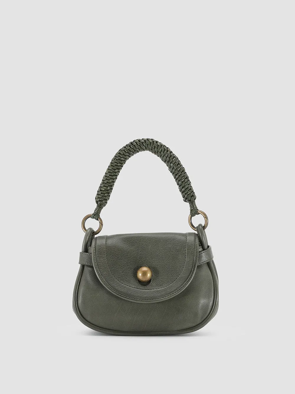 HOLES WOVEN 06 - Green Leather Handle Bag