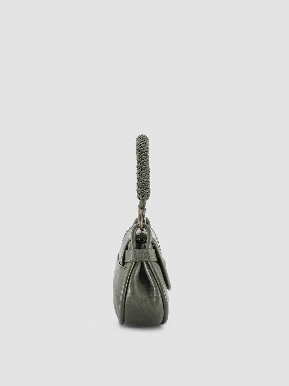 HOLES WOVEN 06 - Green Leather Handle Bag