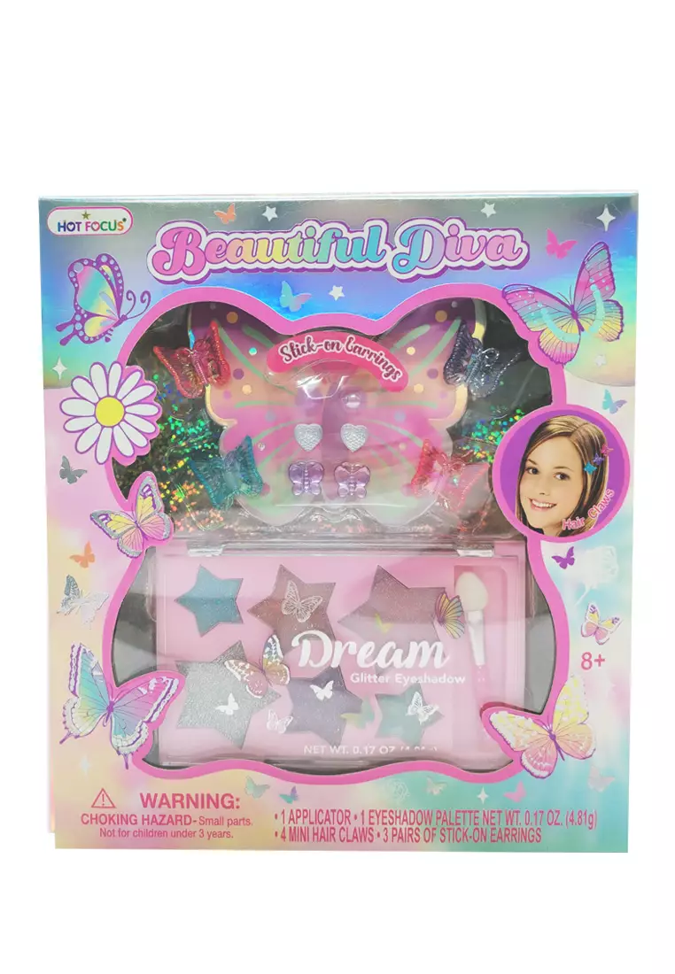 Hot Focus Hot Focus Beautiful Diva Tie Dye Butterfly Eyeshadow & Hair Claw Set (086TB)