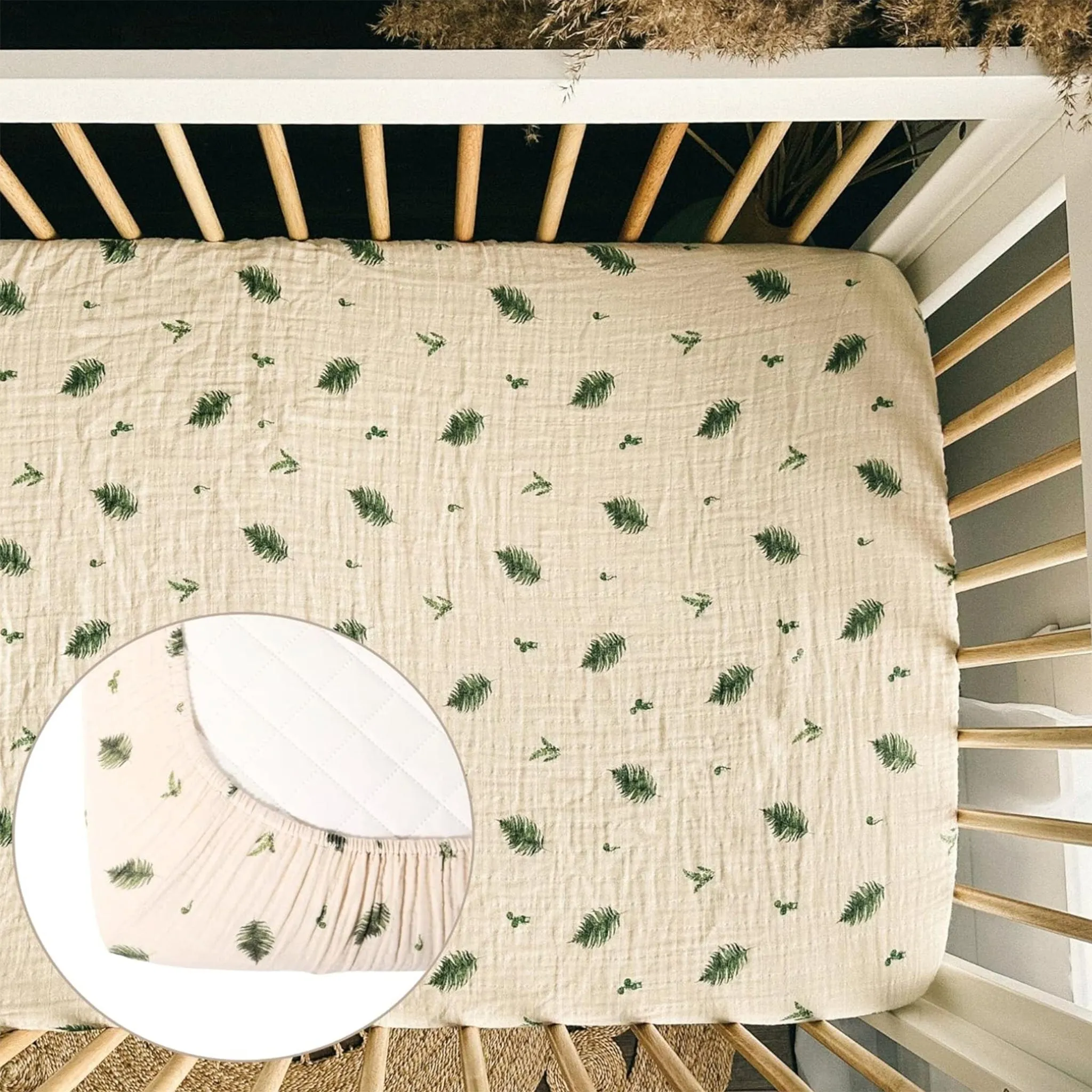 House of Elia Baby Crib Fitted Sheet - Fern  - Clement