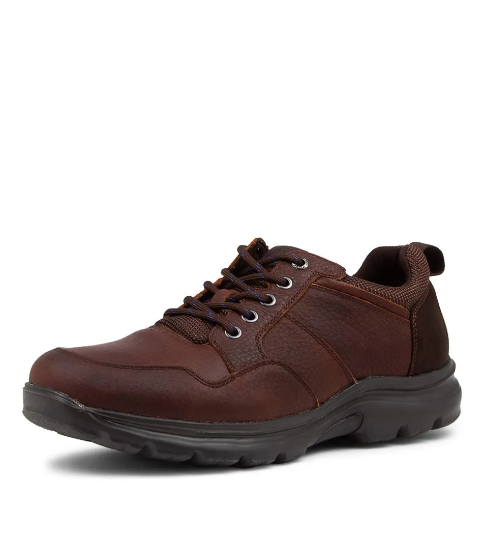 HUSH PUPPIES Atlas Brown Leather Sneakers