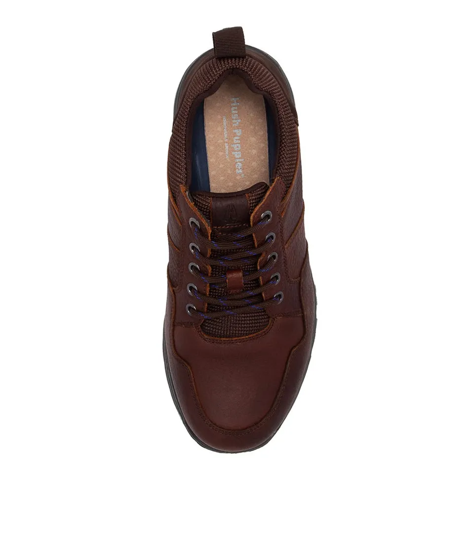 HUSH PUPPIES Atlas Brown Leather Sneakers