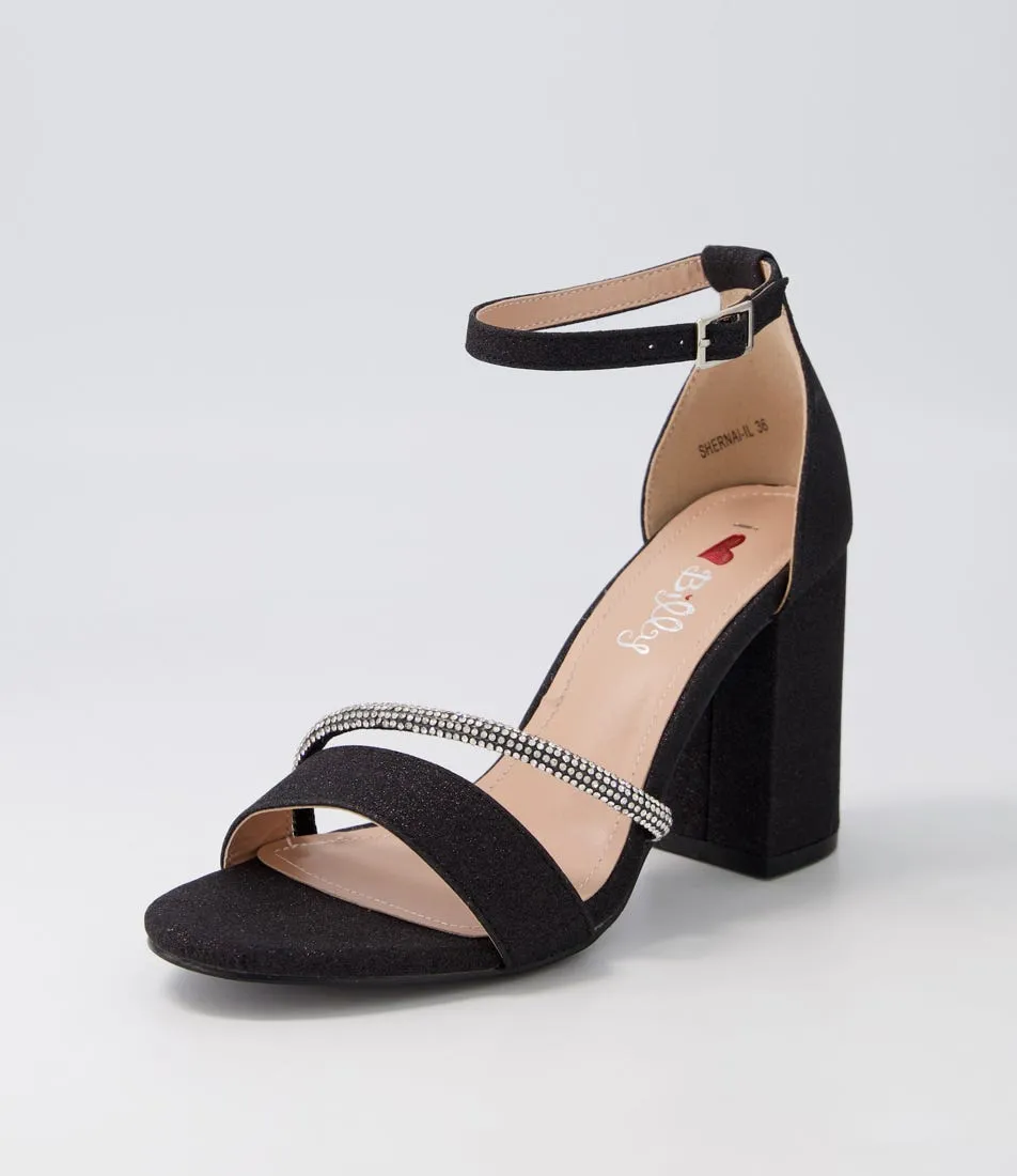 I LOVE BILLY Shernai Black Glitter Sandals