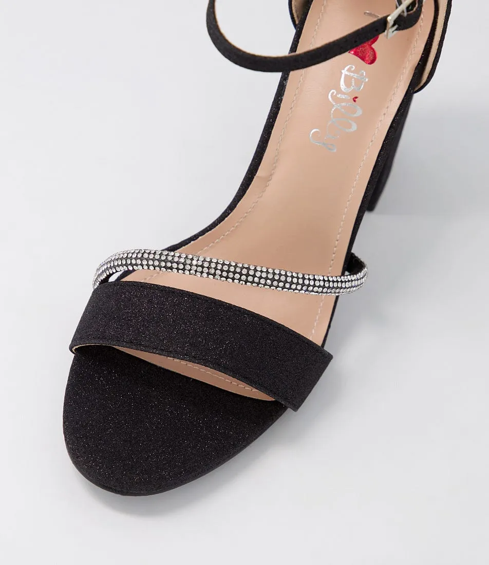 I LOVE BILLY Shernai Black Glitter Sandals