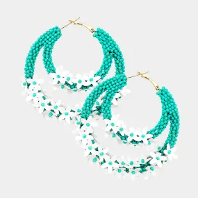 iLLASPARKZ Flower Cluster Accented Seed Beaded Hoop Earrings