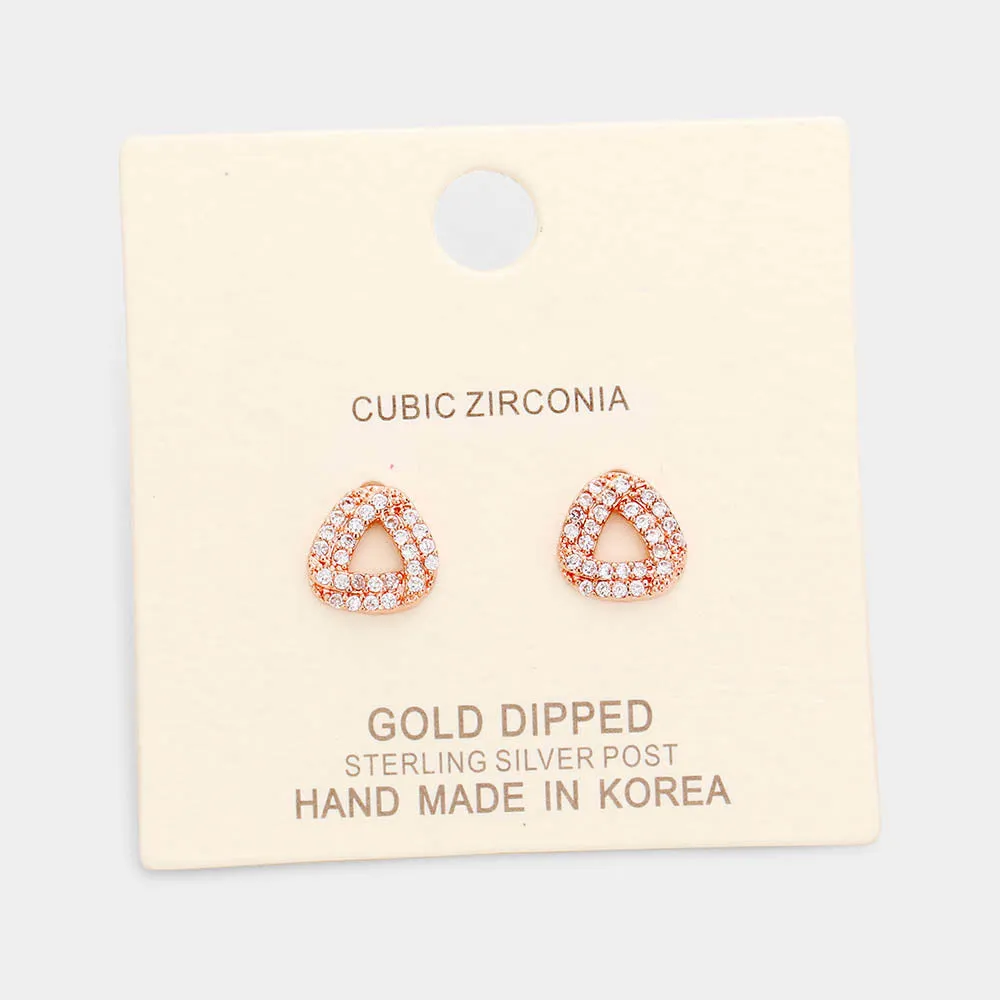 iLLASPARKZ Gold Dipped Cubic Zirconia Knotted Stud Earrings