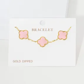 iLLASPARKZ Gold Dipped Quatrefoil Charm Link Bracelet