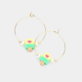 iLLASPARKZ Pearl Popsicle Accented Metal Hoop Earrings