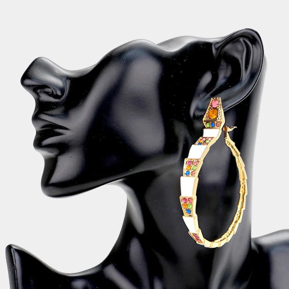 iLLASPARKZ Stone Embellished Enamel Snake Earrings