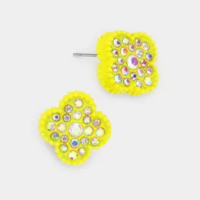 iLLASPARKZ Stone Embellished Quatrefoil Stud Earrings