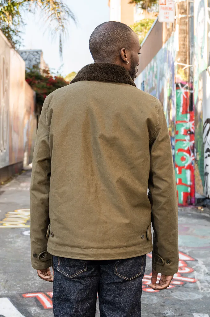 Iron Heart Alpaca-Lined N-1 Deck Jacket - Olive Oiled
